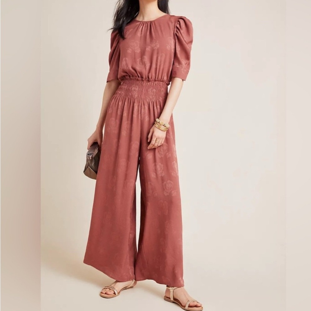 Anthropologie Castille Wide-Leg Jacquard  Jumpsuit, Petite Large